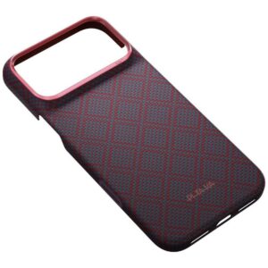 Dėklas PITAKA Edge Argyle MagSafe, skirtas iPhone 18 Pro Max / 17 Pro Max, mėlynas-raudonas - Image 6