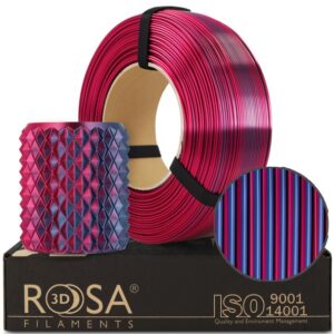 3D plastikas PLA dvipusė mėlyna/fuksijos (Midnight City) 1.75mm 1kg refill pakuotė Rosa3D - Image 1
