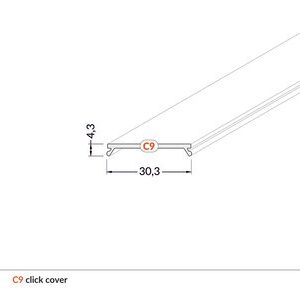 LED profilio VARIO30 dangtelis, užspaudžiamas CLICK, baltas, 3m, TOPMET