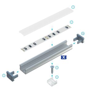 Profilis aliuminis anoduotas LED juostoms SLIM paviršinis, X, 1m LUMINES