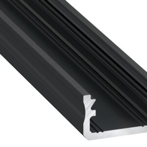 Profilis LED juostoms, aliuminis anoduotas juodas, paviršinis A, 3 metrai, Lumines