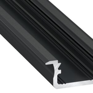 Profilis aliuminis anoduotas juodas LED juostoms įleidžiamas, B, 3m LUMINES