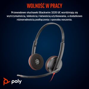 HP Poly „Poly Blackwire 3220 Stereo“ „USB-C“ ausinės + „USB-C/A“ adapteris - Image 3