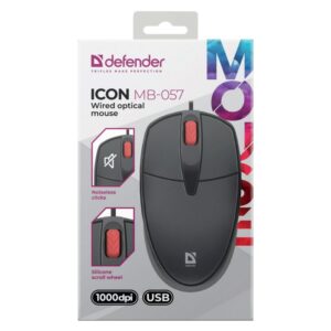 KOMPIUTERIO PELĖ DEFENDER ICON MB-057 OPTINIS 1000dpi JUODA SILENT CLICK - Image 3