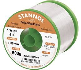 Lydmetalis Sn96.5Ag3Cu0.5 1.0mm 500g su fliusu 2.5% Kristall611 Stannol
