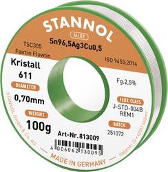 Lydmetalis Sn96.5Ag3Cu0.5 0.70mm su fliusu 2.5% Kristall 611 100g, Stannol