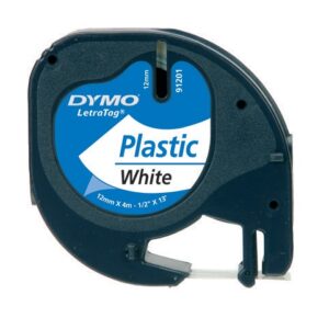 Spausdinimo juostelė plastikinė 12mm x 4m balta 59422 / 91201 DYMO