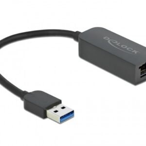 DeLOCK 66646 kabelių lizdinio / kištukinio jungčių tipo keitiklis USB 3.2 Gen 1 RJ45 Juoda - Image 1