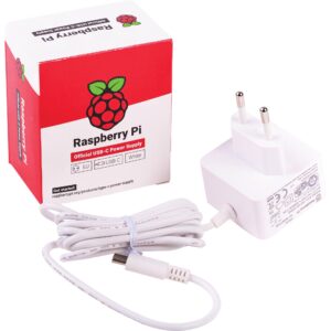Maitinimo šaltinis 5.1V 3A USB-C, tinka Raspberry 4 mini kompiuteriams (oficialus Raspberry) baltas