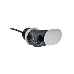 Ilgiklis montuojamas balde 1x Schuko, 1xUSB (krovimui 5V 2.4A) 1.9m šlifuoto plieno Design Light - Image 1