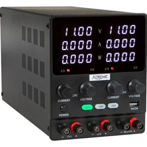 Laboratorinis maitinimo šaltinis 2 kanalai 0-30Vdc 0-10A, fiksuota USB 5V 2A, juodas - Image 1