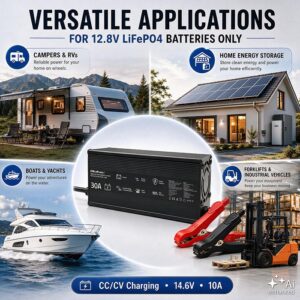Qoltec 52672 12 V LiFePO4 akumuliatorių įkroviklis | 30 A | PF 0.9 - Image 3