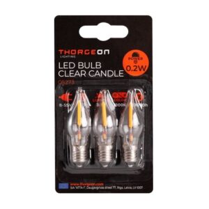 LED lemputės E10 žemos įtampos 0.2W 8-55V, 0.2W 12lm, 2100K, 3vnt. Žvakutės