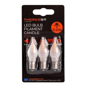 LED lemputės E10 žemos įtampos 0.2W 8-55V, 0.2W 12lm, 2100K, 3vnt. žvakutės matinės