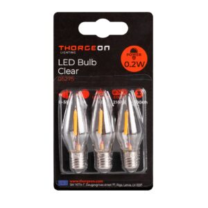 LED lemputės E10 žemos įtampos 0.2W 8-55V, 0.2W 12lm, 2100K, 3vnt. skaidrios