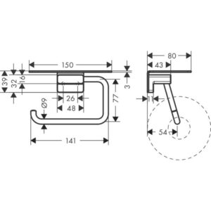 Tualetinio popieriaus laikiklis su lentynėle Hansgrohe AddStoris 41772000, chromo - Image 2