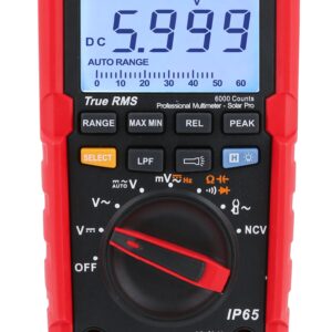 Skaitmeninis multimetras SOLAR PRO, TRMS, NCV, LPF,1.7kVDC, 1.5kVAC, 1Mhz, 60MOm, 60uF, IP65, CAT III 1000V, CAT IV 600V, UNI-T