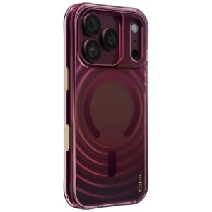 Dėklas UNIQ Coehl Vela, skirtas iPhone 18 Pro / 17 Pro, su magnetiniu įkrovimu, bordo spalvos