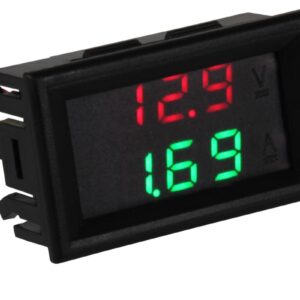 Voltmetras + ampermetras LED panelinis darbinė įtampa 3.5V-30V, matuojama įtampa 0-99.9V, srovė 0-9.99A