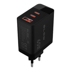 LCD sieninis įkroviklis, USB lizdas + USB-Cx2 PD 65W GAN juodas vatmetras - Image 2