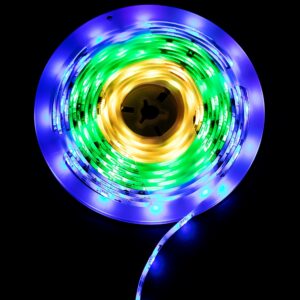 LED juostos rinkinys su maitinimo šaltiniu ir valdikliu, 5m, 60LED/m, 14.4W/m, 12Vdc, RGB IC skaitmeninė, IP65, TUYA WI-FI