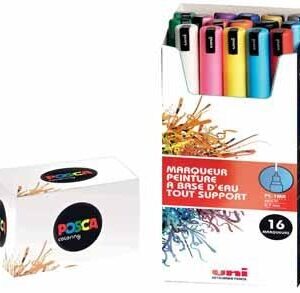 POSCA uni PC-1MR, 16 pcs žymeklis 16 vnt Taškinis antgalis Juoda, Mėlyna, Auksas, Žalia, Oranžinė, Rožinė, Raudona, Sidabras, Violetinė, Balta, Geltona - Image 1