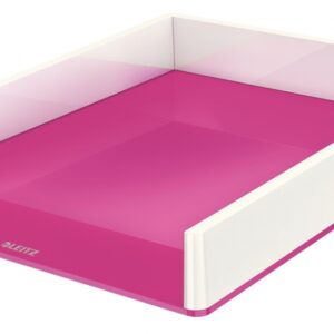 Dokumentų lentynėlė Leitz Wow Dual, A4, plastikinė, baltos/rožinės spalvos