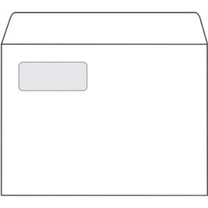 Vokai E5, 156x220mm, 80g, su langeliu 30x90mm kairėje pusėje, su nuplėšiama juostele, baltos spalvos, 1000vnt