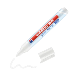 Žymeklis stiklui Edding 95, 1.5-3mm apvaliu galiuku, baltos spalvos - Image 2