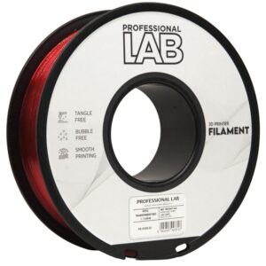 3D Plastikas - Filamentas PETG transparent red | 1.75 mm, 1 kg | Professional LAB