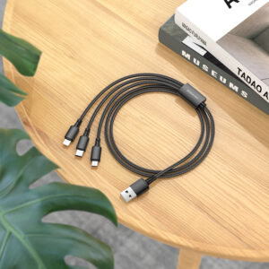 Borofone Kabel BX72 3 w 1 - USB na Typ C, Micro USB, Lightning - 2A 1 metr czarny - Image 3