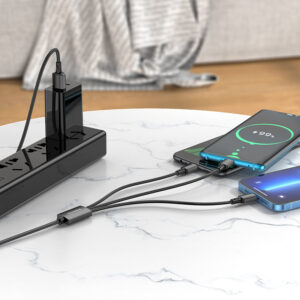Borofone Kabel BX72 3 w 1 - USB na Typ C, Micro USB, Lightning - 2A 1 metr czarny - Image 4