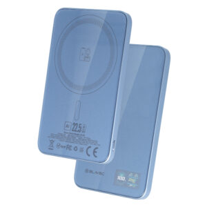 Blavec Power Bank 5000mAh BJ-04 Ultra Slim 7,8mm - Typ C - 22,5W magnetyczny indukcyjny Magsafe 3 w 1 (PBBJ04-MC5LB) jasnoniebieski szklany - Image 2