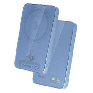 Blavec Power Bank 10000mAh BJ-04 Slim 13,5mm - Typ C - 22,5W magnetyczny indukcyjny Magsafe 3 w 1 (PBBJ04-MC10LB) jasnoniebieski szklany - Image 2