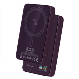 Blavec Power Bank 10000mAh BJ-04 Slim 13,5mm - Typ C - 22,5W magnetyczny indukcyjny Magsafe 3 w 1 (PBBJ04-MC10P) fioletowy szklany - Image 2