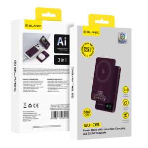 Blavec Power Bank 5000mAh BJ-03 Ultra Slim 7,8mm - Typ C - 22,5W magnetyczny indukcyjny Magsafe 3 w 1 (PBBJ03-MC5P) fioletowy aluminium - Image 8