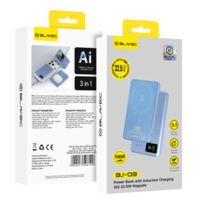 Blavec Power Bank 5000mAh BJ-03 Ultra Slim 7,8mm - Typ C - 22,5W magnetyczny indukcyjny Magsafe 3 w 1 (PBBJ03-MC5LB) jasnoniebieski aluminium - Image 6