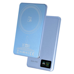 Blavec Power Bank 5000mAh BJ-03 Ultra Slim 7,8mm - Typ C - 22,5W magnetyczny indukcyjny Magsafe 3 w 1 (PBBJ03-MC5LB) jasnoniebieski aluminium - Image 2