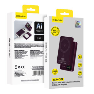 Blavec Power Bank 10000mAh BJ-03 Slim 13,5mm - Typ C - 22,5W magnetyczny indukcyjny Magsafe 3 w 1 (PBBJ03-MC10P) fioletowy aluminium - Image 8