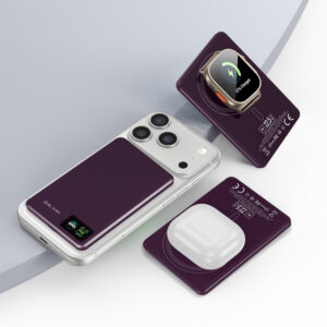 Blavec Power Bank 5000mAh BJ-03 Ultra Slim 7,8mm - Typ C - 22,5W magnetyczny indukcyjny Magsafe 3 w 1 (PBBJ03-MC5P) fioletowy aluminium - Image 3