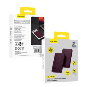 Blavec Power Bank 10000mAh BJ-05 Ultra Fast 16mm - Typ C - Qi2.2 25W + PD 45W magnetyczny indukcyjny Magsafe 2 w 1 (PBBJ05-QI22MC10P) fioletowy aluminiowy - Image 6
