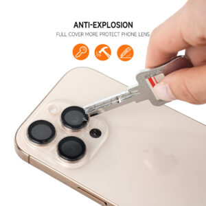 Hartowane szkło Tel Protect Titanium Lens 99% AR na aparat do Iphone 18 Pro/18 Pro Max czarne (obiektyw 3 sztuki) - Image 5