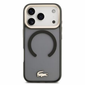 Lacoste IML Shockproof Petit Pique Gold Logo MagSafe dėklas skirtas iPhone 18 Pro juodos spalvos - Image 2