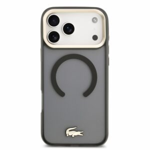 Lacoste IML Shockproof Petit Pique Gold Logo MagSafe dėklas skirtas iPhone 18 Pro Max juodos spalvos - Image 2