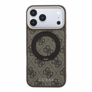 Guess PU 4G Ring Stand MagSafe dėklas skirtas iPhone 18 Pro Max rudos spalvos - Image 2