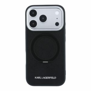 Karl Lagerfeld PU Saffiano dėklas su žiediniu stovu ir MagSafe funkcija, skirtas iPhone 18 Pro, juodas - Image 2
