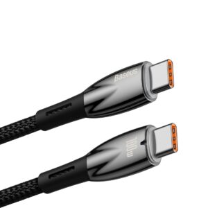 Baseus Glimmer serijos greitojo įkrovimo duomenų perdavimo laidas USB-C - USB-C 100W 1m juodas