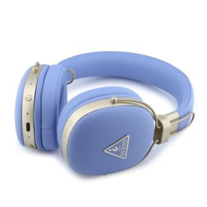 Guess PU Grained Triangle Gold Metal Logo ENC belaidės ausinės, mėlynos