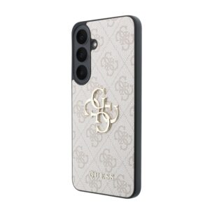 Guess PU 4G Metal Logo dėklas, skirtas Samsung Galaxy S26 FE, rožinis