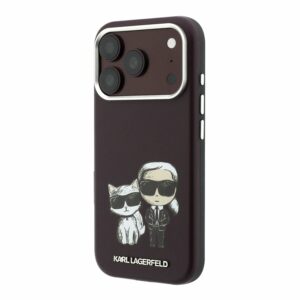 Karl Lagerfeld PU Semi Wrap Smooth Sketch Bodies Magsafe dėklas skirtas iPhone 18 Pro Max Burgundy